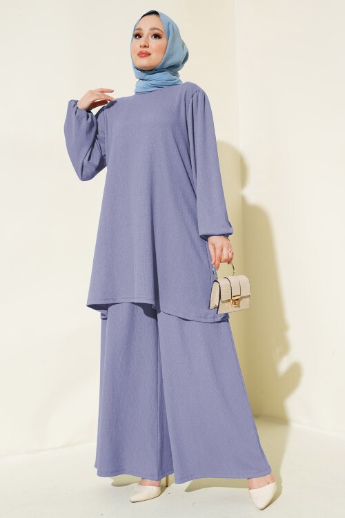 Merterium Kadın Tunik Pantolon Alt Üst Takım 6663 - Lila