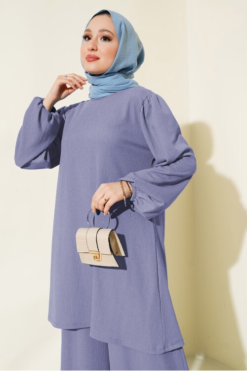 Merterium Kadın Tunik Pantolon Alt Üst Takım 6663 - Lila