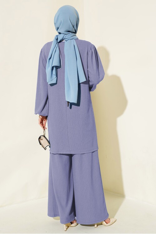 Merterium Kadın Tunik Pantolon Alt Üst Takım 6663 - Lila