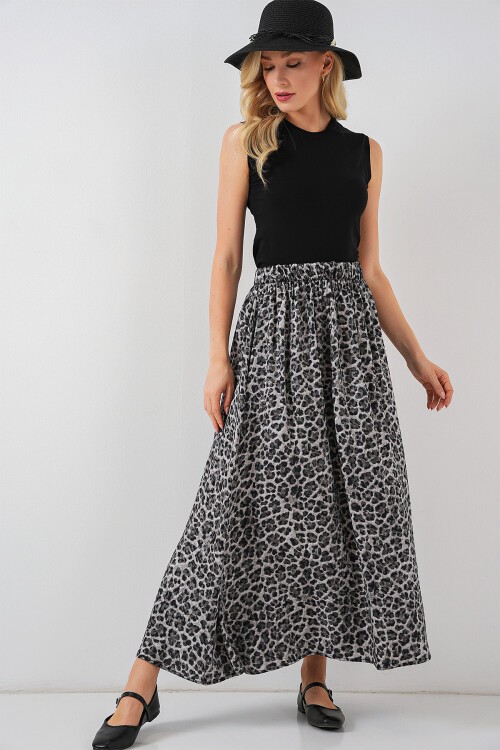 Merterium Kadın Uzun Ayrobin Etek 8050 - Antrasit