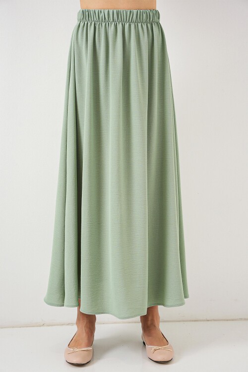 Merterium Kadın Uzun Ayrobin Etek 8050 - E.Yeşil