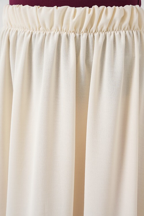 Merterium Kadın Uzun Ayrobin Etek 8050 - Krem