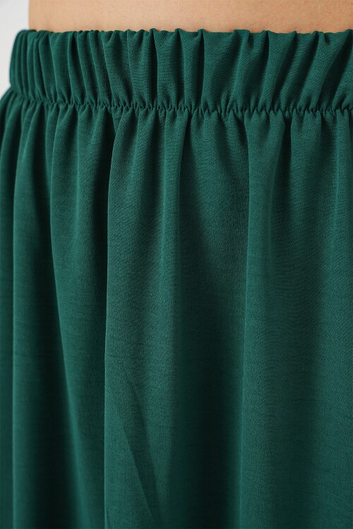 Merterium Kadın Uzun Ayrobin Etek 8050 - Zümrüt Yeşili