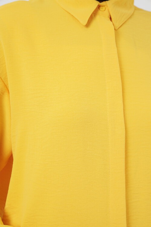 Merterium Kadın Uzun Gömlek Tunik 5945 - Sarı