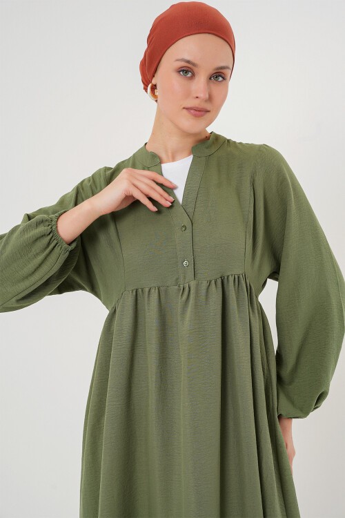 Merterium Kadın Uzun Tesettür Elbise 2525 - Haki