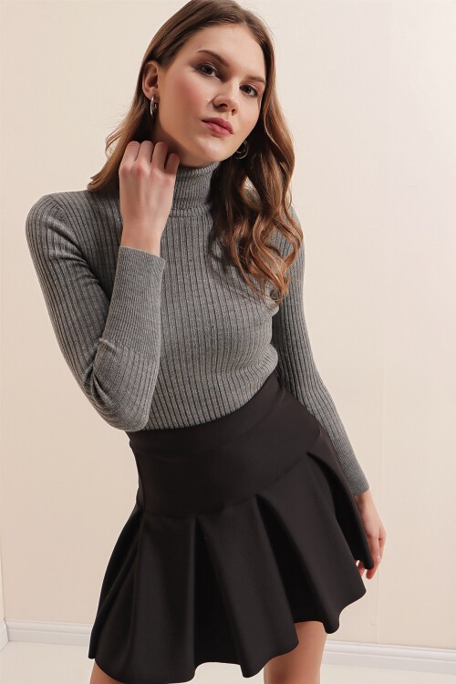 10311 Balıkçı Yaka Triko Kazak - A.Gri