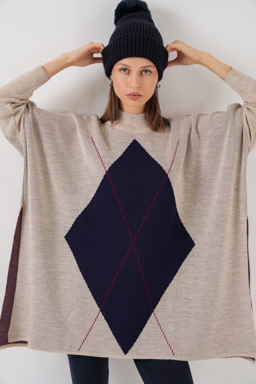 15783 Yırtmaçlı Panço Kazak - A.KREM