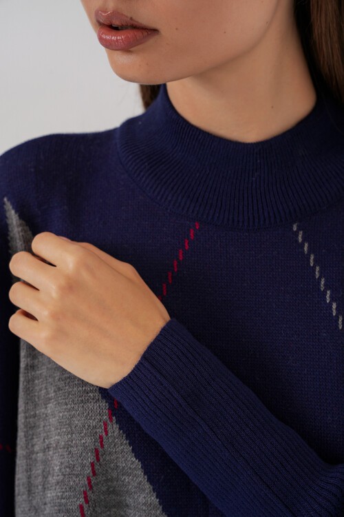 15783 Yırtmaçlı Panço Kazak - A.Lacivert