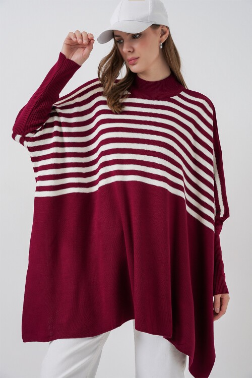 15783 Yırtmaçlı Panço Kazak - H. Bordo