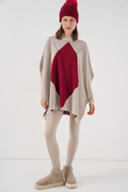 15783 Yırtmaçlı Panço Kazak - M. Krem