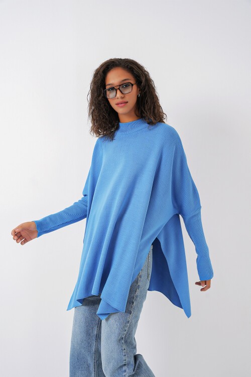 15783 Yırtmaçlı Panço Kazak - Saks