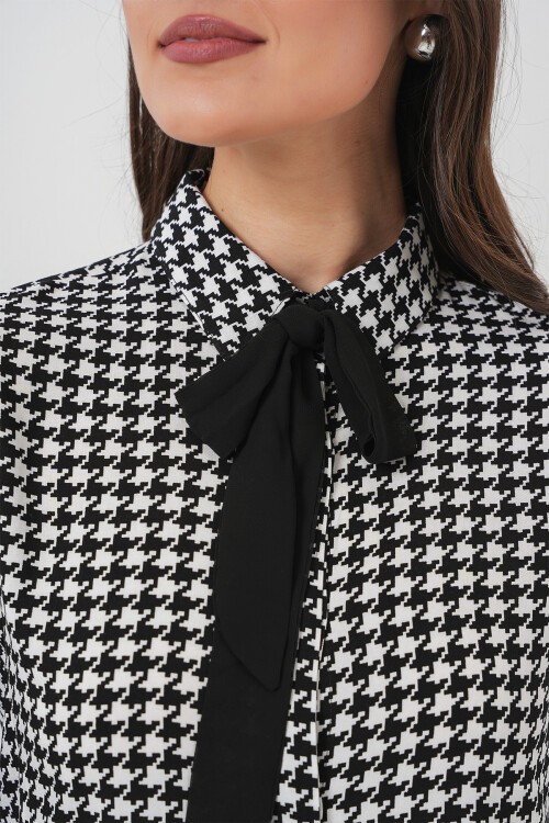 3768 Desenli Viskon Gömlek - Siyah - Beyaz