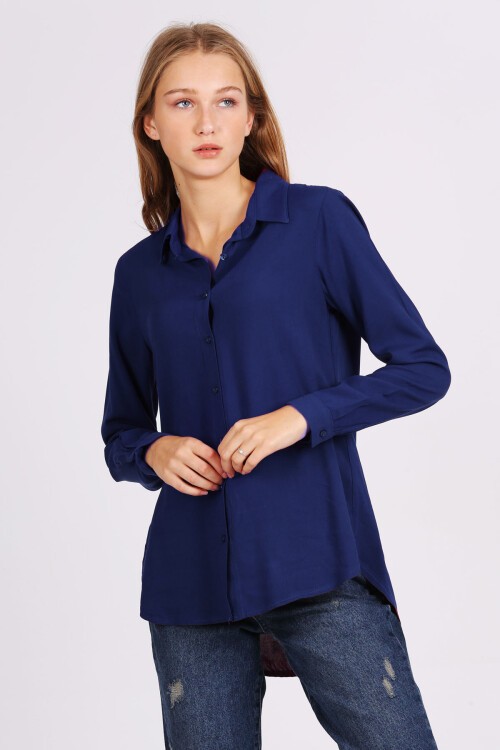 3785 Viskon Gömlek - Lacivert