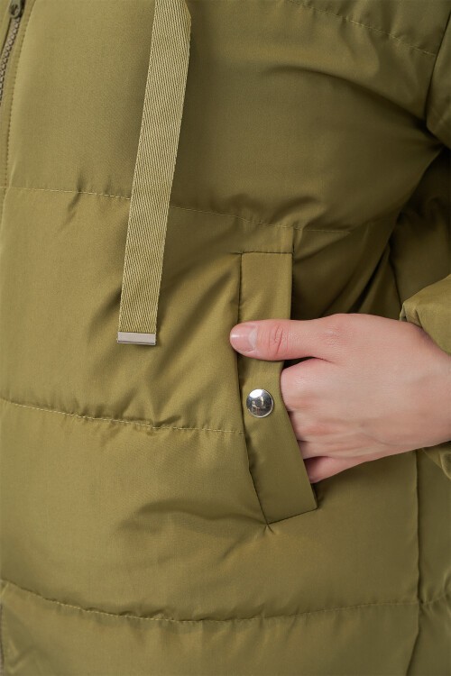 5117 Kapşonlu Şişme Mont - A.Haki