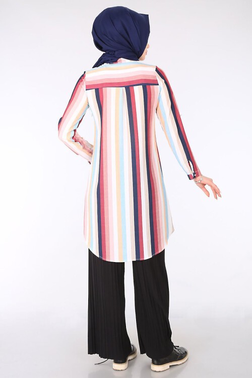 5625 HAKİM YAKA TESETTÜR TUNİK - Mürdüm