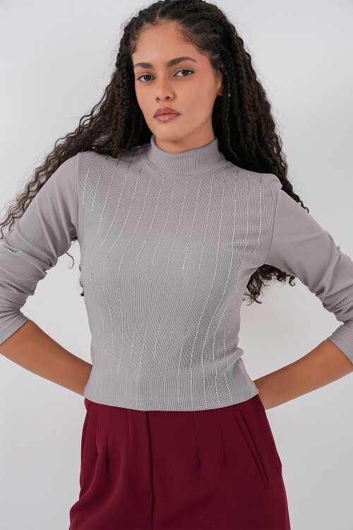 922 Taşlı Body - Gri