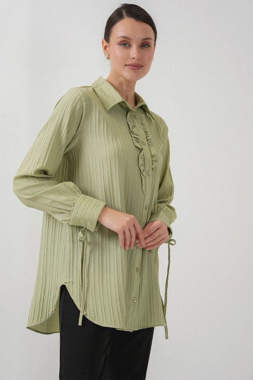 Fırfırlı Uzun Gömlek Tunik 5953 - Çağla