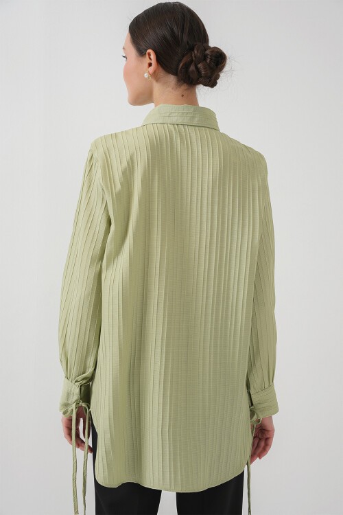 Fırfırlı Uzun Gömlek Tunik 5953 - Çağla