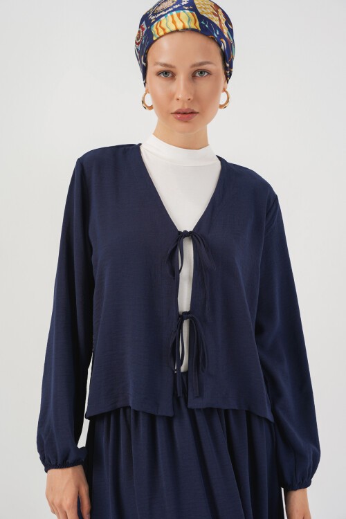 Kadın Ayrobin Kimono Etek İkili Takım 8047 - Lacivert