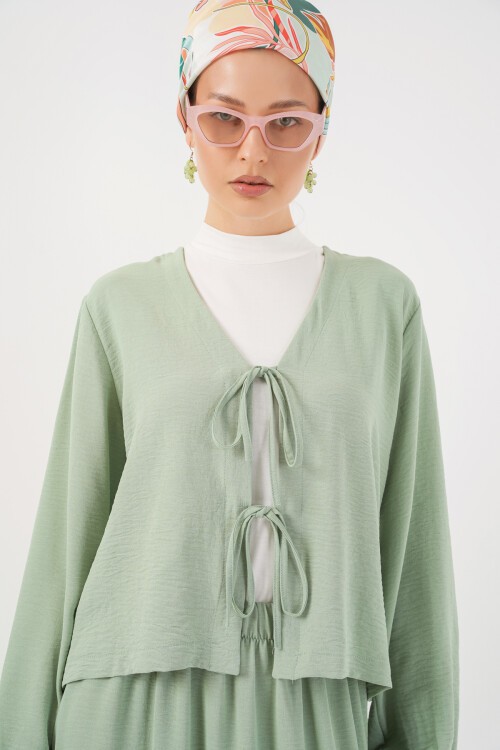 Kadın Ayrobin Kimono Etek İkili Takım 8047 - Mint