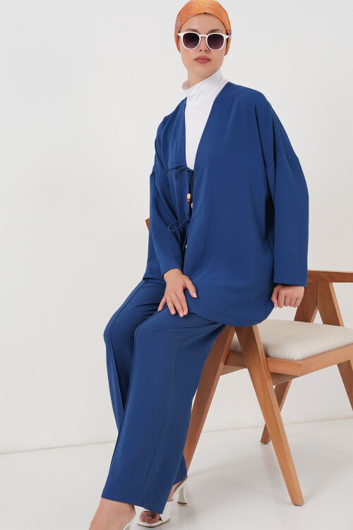 Kadın Ayrobin Kimono Pantolon İkili Takım 6739 - İndigo