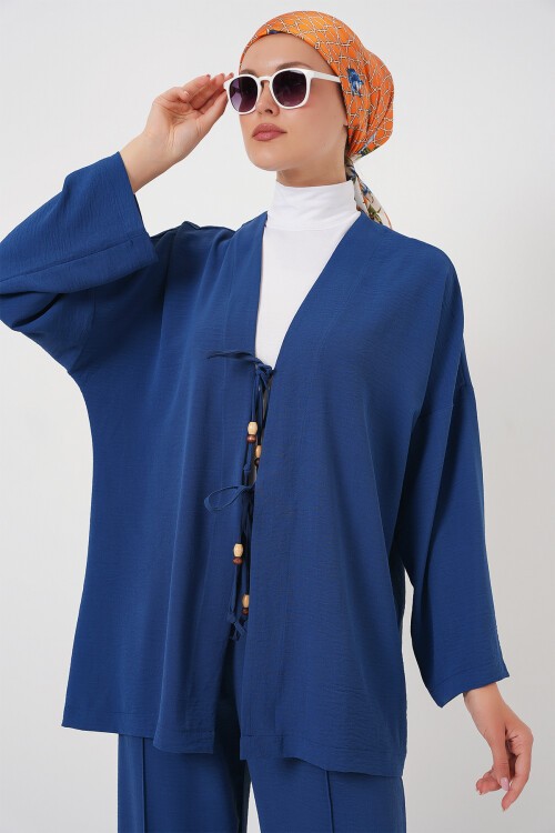 Kadın Ayrobin Kimono Pantolon İkili Takım 6739 - İndigo