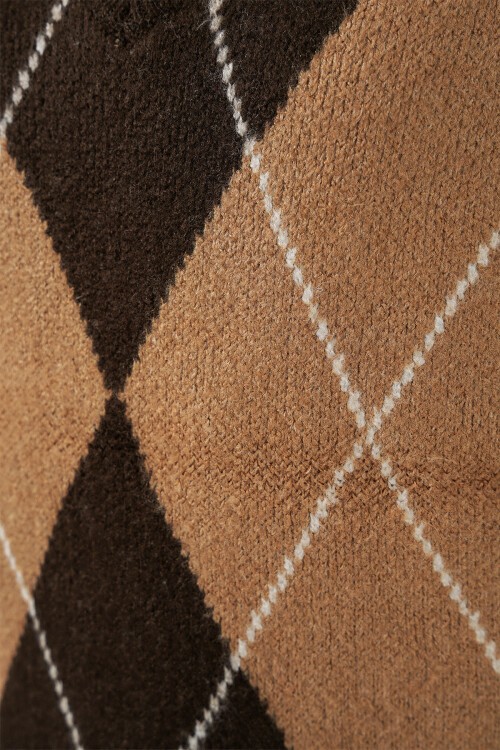 Kadın Baklava Desenli Süveter 15940 - D.Kahve