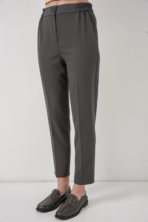 Kadın Beli Lastikli Kumaş Pantolon 30058 - Antrasit