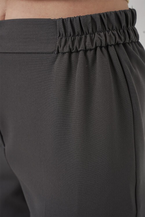 Kadın Beli Lastikli Kumaş Pantolon 30058 - Antrasit