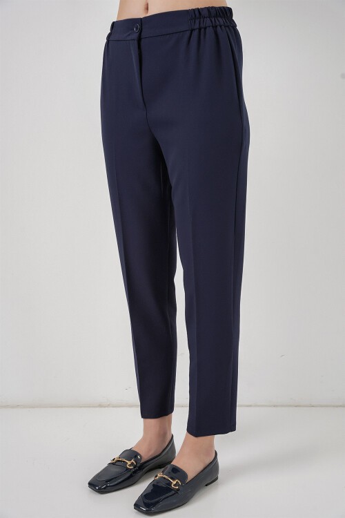 Kadın Beli Lastikli Kumaş Pantolon 30058 - Lacivert