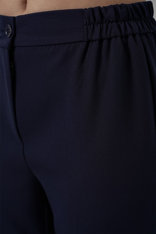 Kadın Beli Lastikli Kumaş Pantolon 30058 - Lacivert