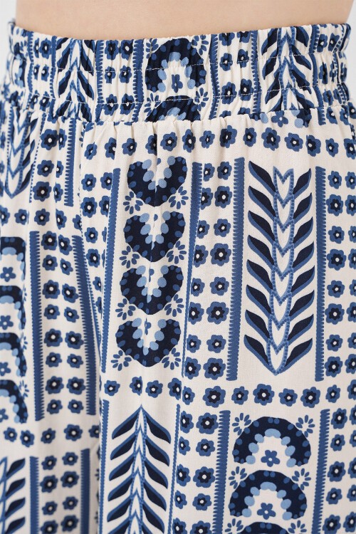 Kadın Desenli Viskon Pantolon 6749 - Krem