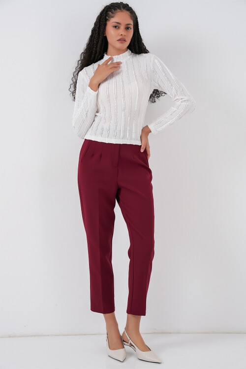 Kadın Dokulu Esnek Örme Bluz 975 - Beyaz