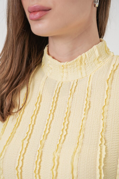 Kadın Dokulu Esnek Örme Bluz 975 - Sarı