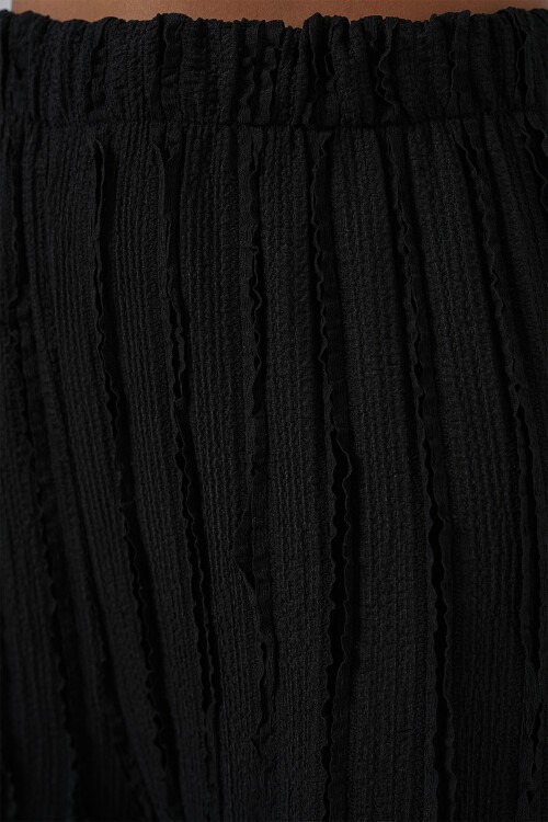 Kadın Dokulu Esnek Örme Pantolon 30057 - Siyah