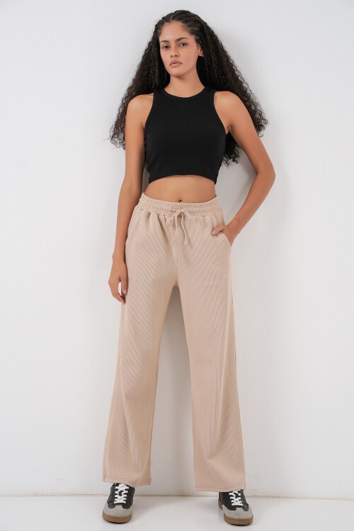 Kadın Fitilli Pantolon 30053 - Bej