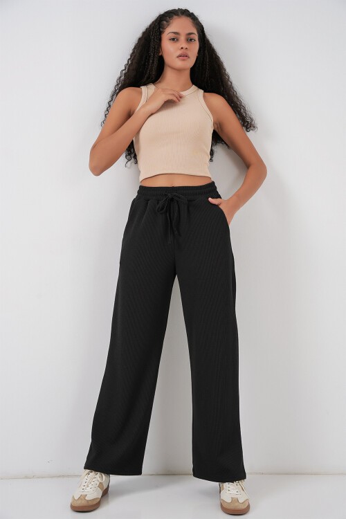 Kadın Fitilli Pantolon 30053 - Siyah