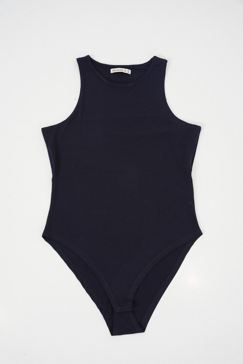 Kadın Halter Yaka Çıtçıtlı Body 972 - Lacivert