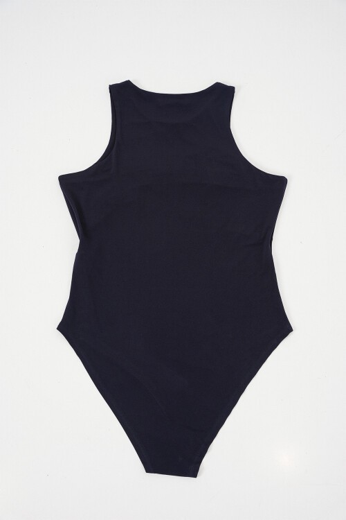 Kadın Halter Yaka Çıtçıtlı Body 972 - Lacivert