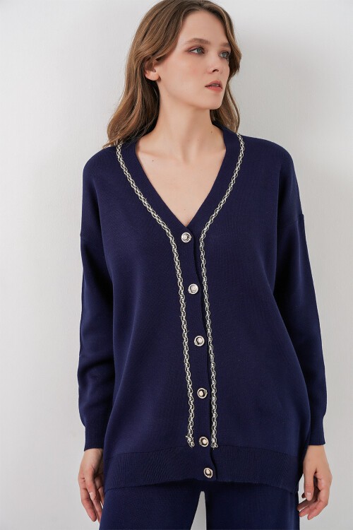 Kadın Hırka Pantolon Triko İkili Takım 15956 - Lacivert