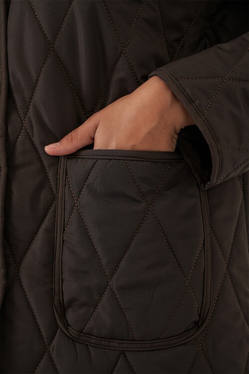 Kadın Kapitone Oversize Mont 5226 - Kahverengi