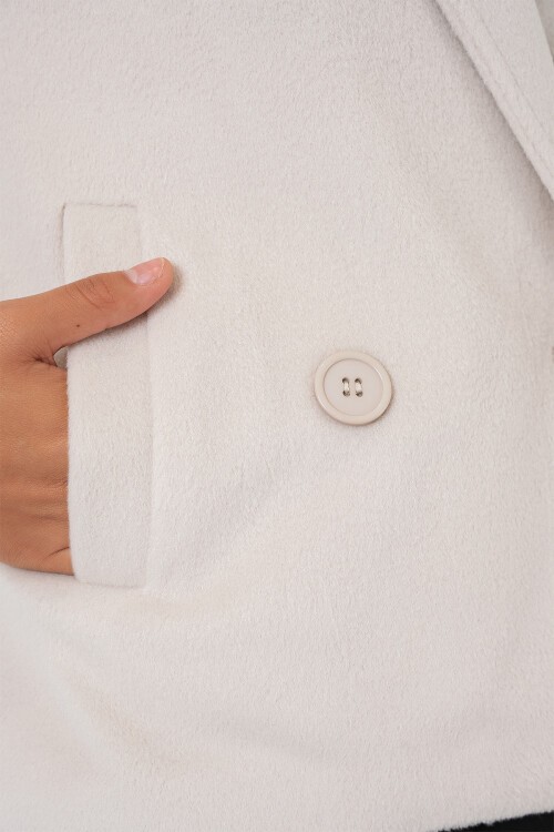 Kadın Kaşe Ceket 0725 - Ekru