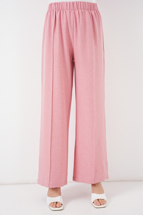 Kadın Keten Kimono İkili Takım 6727 - Gül Kurusu