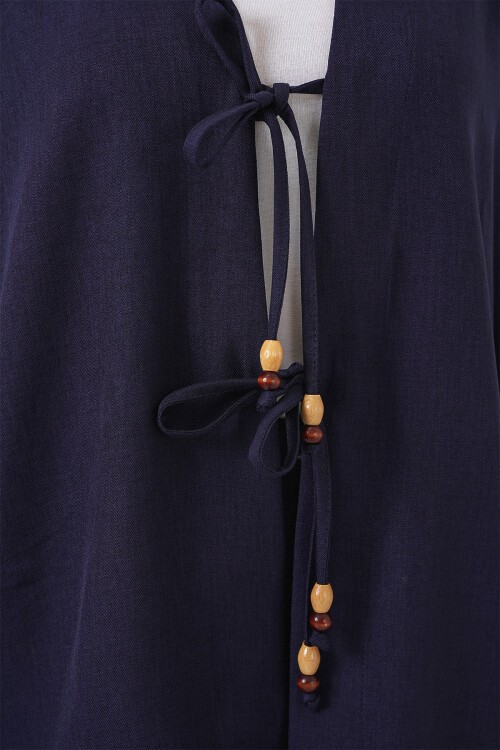 Kadın Keten Kimono İkili Takım 6727 - Lacivert