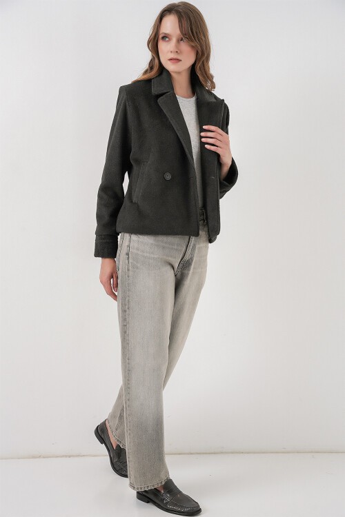 Kadın Kısa Kaşe Ceket 0725 - Antrasit