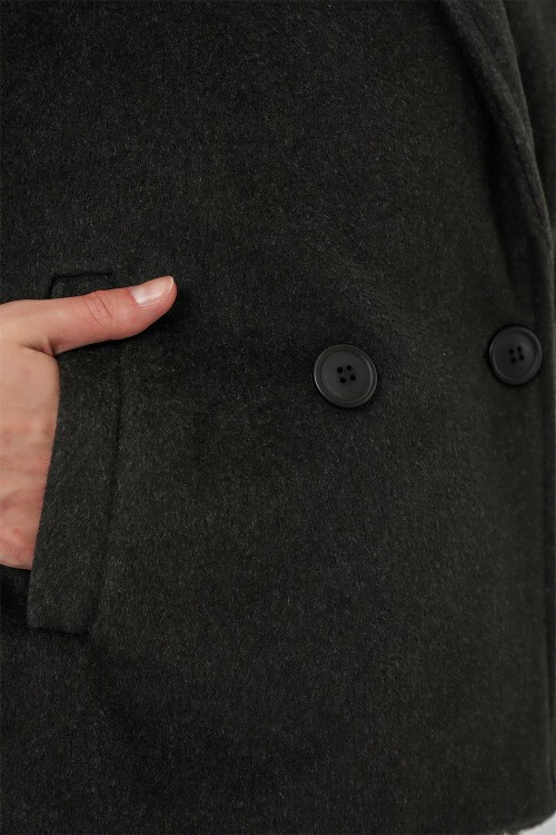 Kadın Kısa Kaşe Ceket 0725 - Antrasit