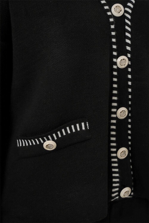 Kadın Nakışlı Triko Hırka Pantolon İkili Takım 15963 - Siyah