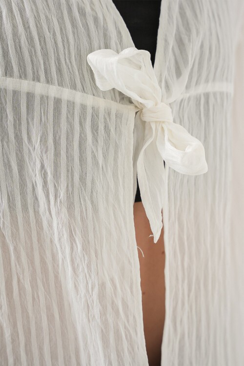 Kadın Önü Bağcıklı Bluz 952 - Beyaz