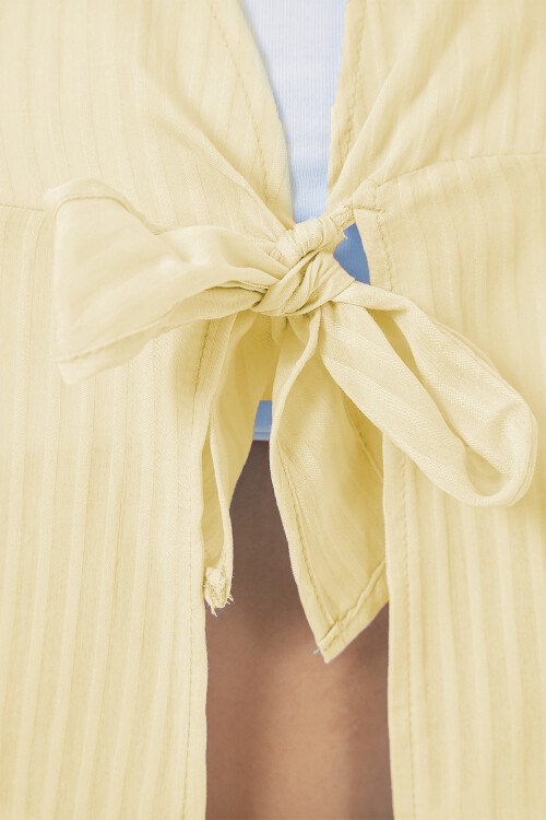 Kadın Önü Bağcıklı Bluz 952 - Sarı