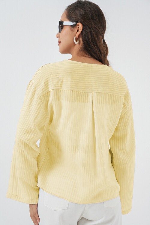 Kadın Önü Bağcıklı Bluz 952 - Sarı